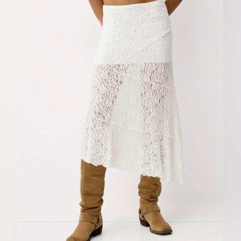 White Lace Midi Skirt